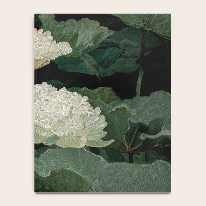 Floral Japandi Wall Art Lotus Flower Print Japanese Wall Art Sage Green Poster Wabi Sabi Painting Notebook Gallery Image 4