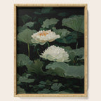 Floral Japandi Wall Art Lotus Flower Print Japanese Wall Art Sage Green Poster Wabi Sabi Painting Serving Tray Gallery Image 1