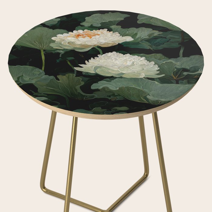 Floral Japandi Wall Art Lotus Flower Print Japanese Wall Art Sage Green Poster Wabi Sabi Painting Side Table Gallery Image 2
