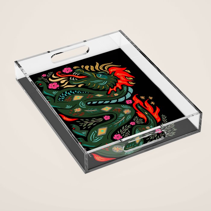 Dragon - Red, Black, Green Acrylic Tray Gallery Image 1