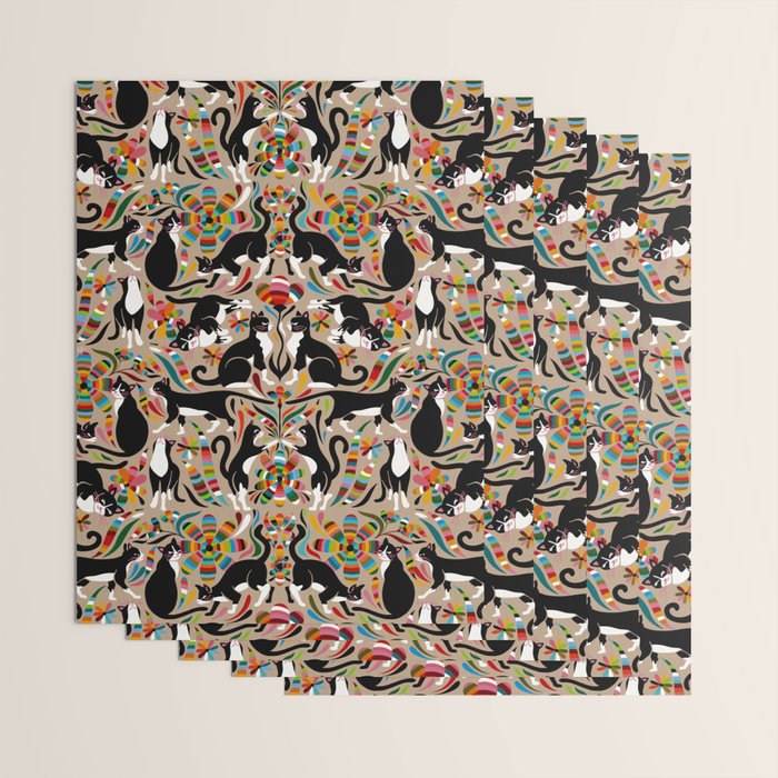 Otomi Cats - Rainbow & Tan Wrapping Paper Gallery Image 3