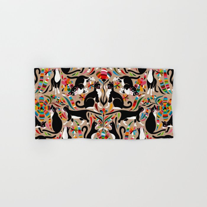 Otomi Cats - Rainbow & Tan Bath Towel Gallery Image 1