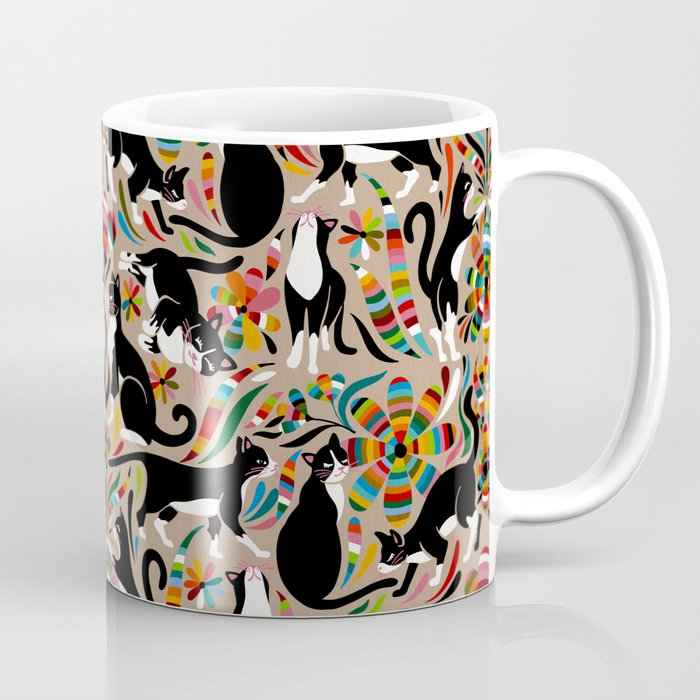 Otomi Cats - Rainbow & Tan Coffee Mug Gallery Image 1