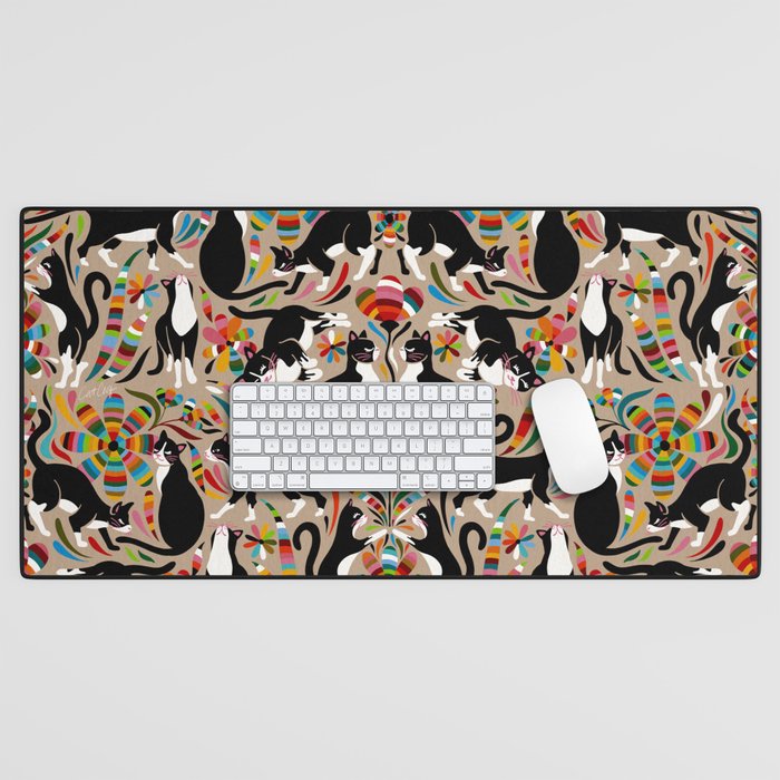 Otomi Cats - Rainbow & Tan Desk Mat Gallery Image 1