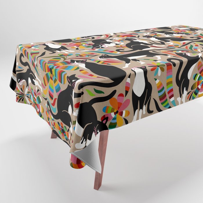 Otomi Cats - Rainbow & Tan Tablecloth Gallery Image 1