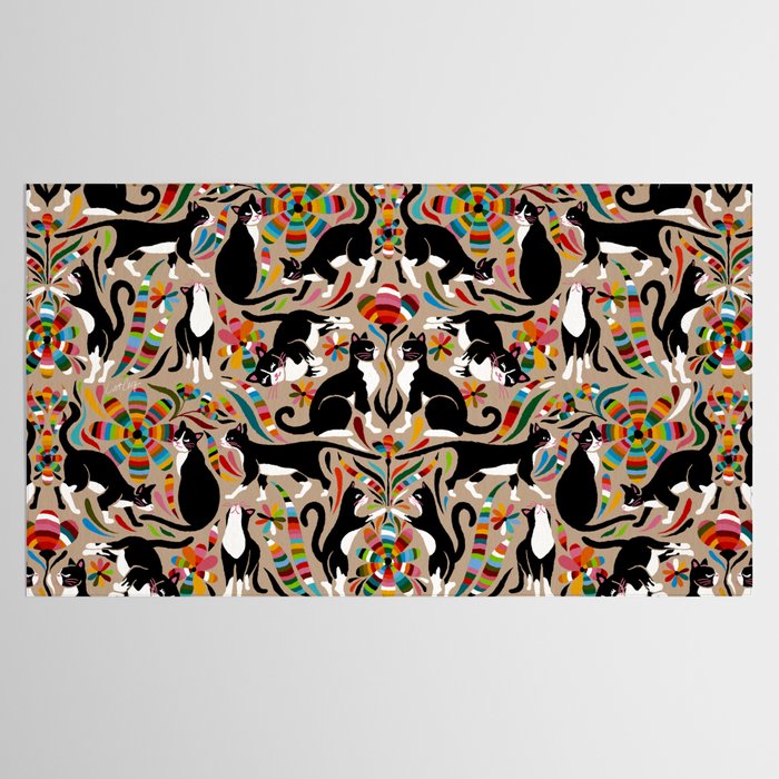 Otomi Cats - Rainbow & Tan Tablecloth Gallery Image 2