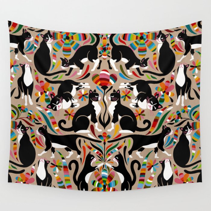 Otomi Cats - Rainbow & Tan Wall Tapestry Gallery Image 4