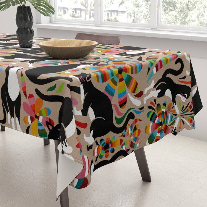 Otomi Cats - Rainbow & Tan Tablecloth Gallery Image 3