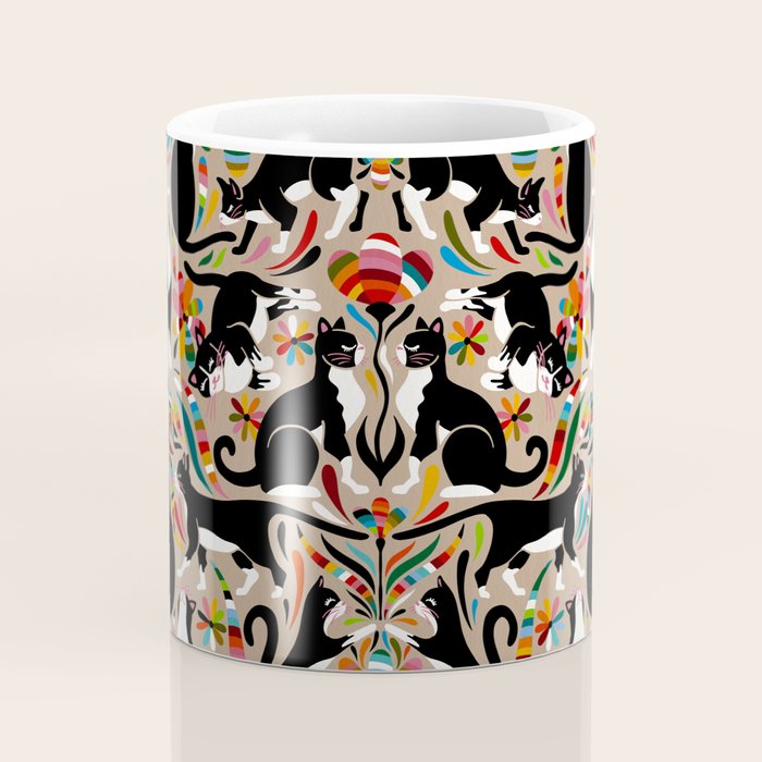 Otomi Cats - Rainbow & Tan Coffee Mug Gallery Image 4