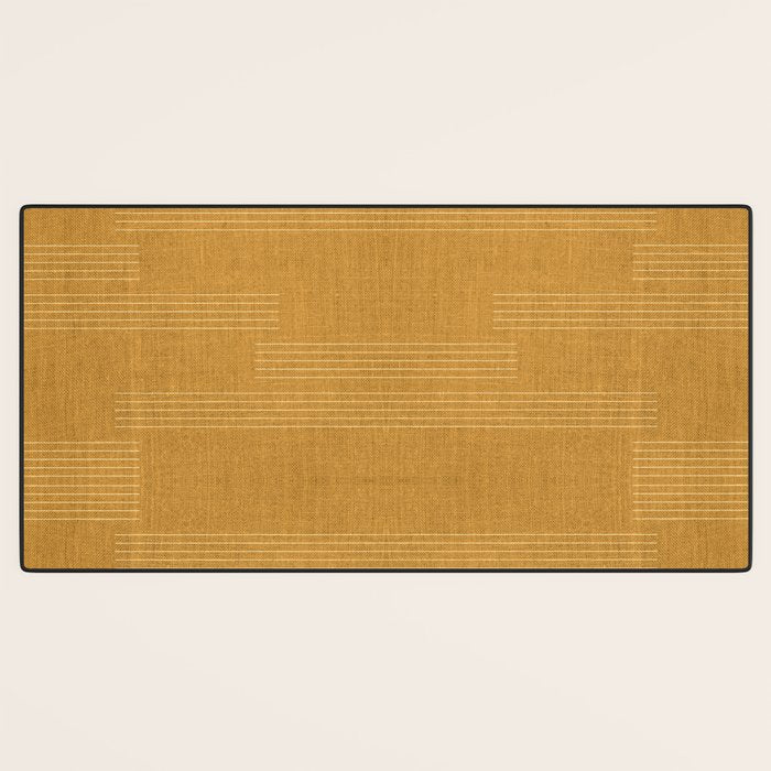 Minimal, Fine Stripe, Pattern, in Yellow Desk Mat Gallery Image 3