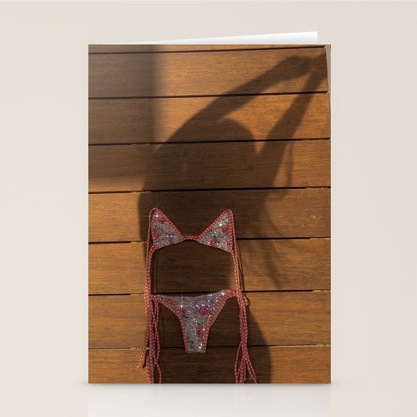 DANCING WITH THE SHADOW | collage | swim | summer | pink | girl | collage | hot | weekend | bling Stationery Card Gallery Image 1