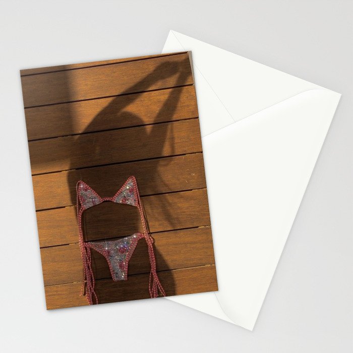 DANCING WITH THE SHADOW | collage | swim | summer | pink | girl | collage | hot | weekend | bling Stationery Card Gallery Image 2