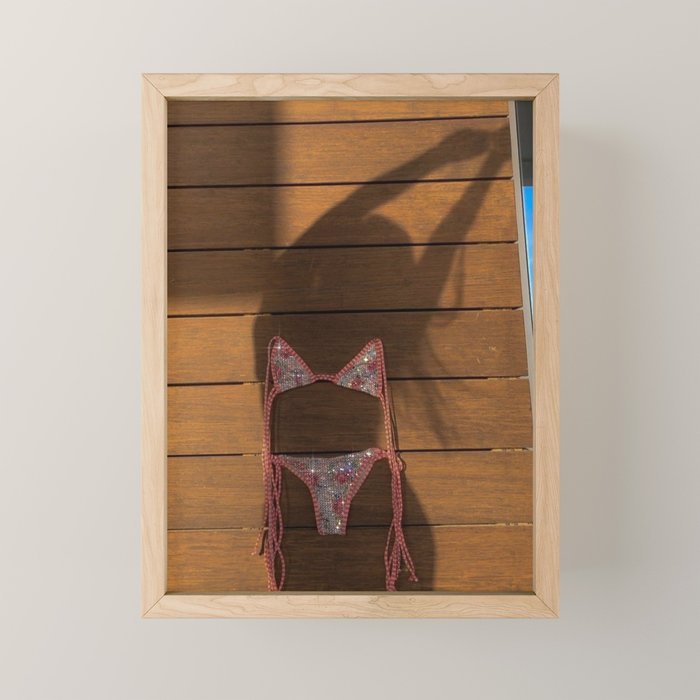 DANCING WITH THE SHADOW | collage | swim | summer | pink | girl | collage | hot | weekend | bling Mini Art Print Gallery Image 1