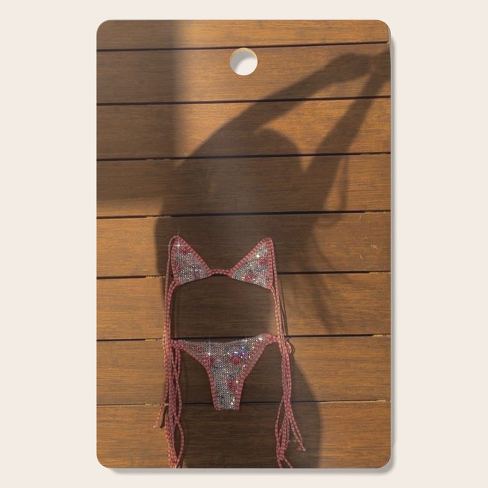 DANCING WITH THE SHADOW | collage | swim | summer | pink | girl | collage | hot | weekend | bling Cutting Board Gallery Image 1