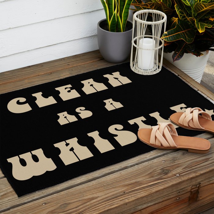 Clean as a Whistle in Black and Cream Outdoor Rug Gallery Image 2