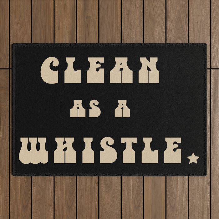 Clean as a Whistle in Black and Cream Outdoor Rug Gallery Image 1