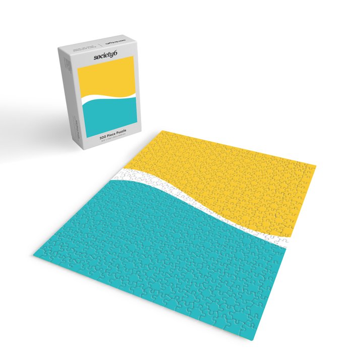Simple Waves 2 - Turquoise and Yellow Jigsaw Puzzle Gallery Image 2