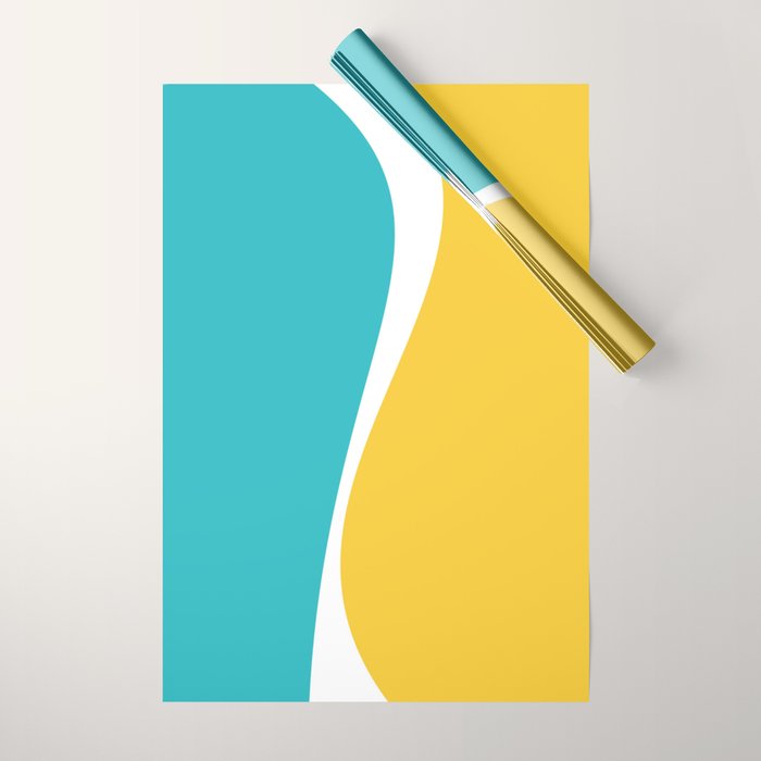 Simple Waves 2 - Turquoise and Yellow Wrapping Paper Gallery Image 1
