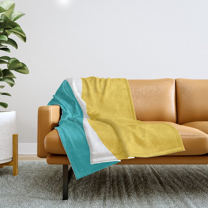Simple Waves 2 - Turquoise and Yellow Throw Blanket Gallery Image 1
