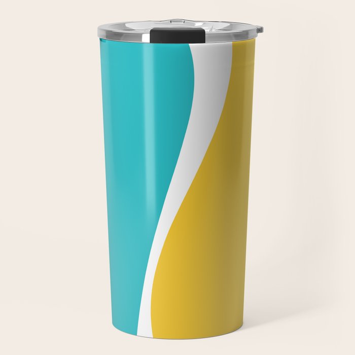 Simple Waves 2 - Turquoise and Yellow Travel Mug Gallery Image 1