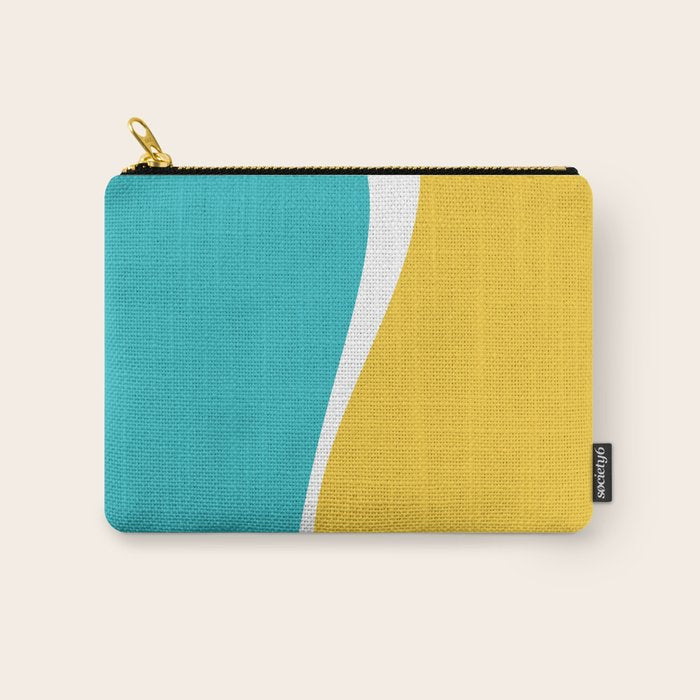 Simple Waves 2 - Turquoise and Yellow Carry All Pouch Gallery Image 1