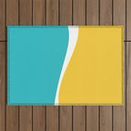 Simple Waves 2 - Turquoise and Yellow Outdoor Rug Gallery Image 1