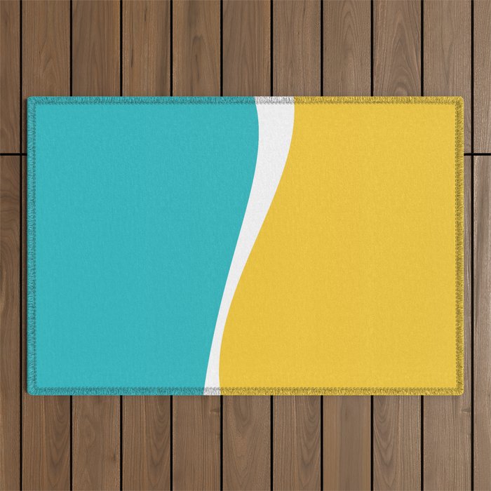 Simple Waves 2 - Turquoise and Yellow Outdoor Rug Gallery Image 1