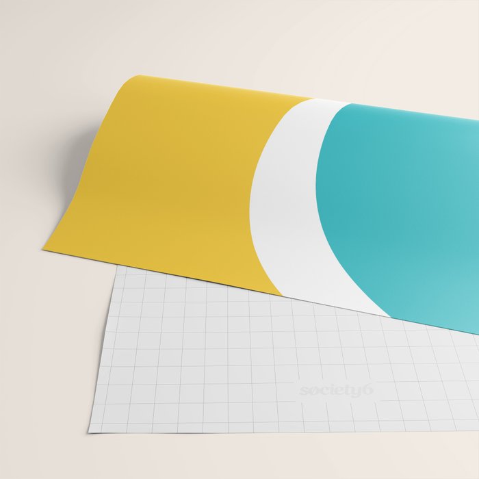 Simple Waves 2 - Turquoise and Yellow Wrapping Paper Gallery Image 2
