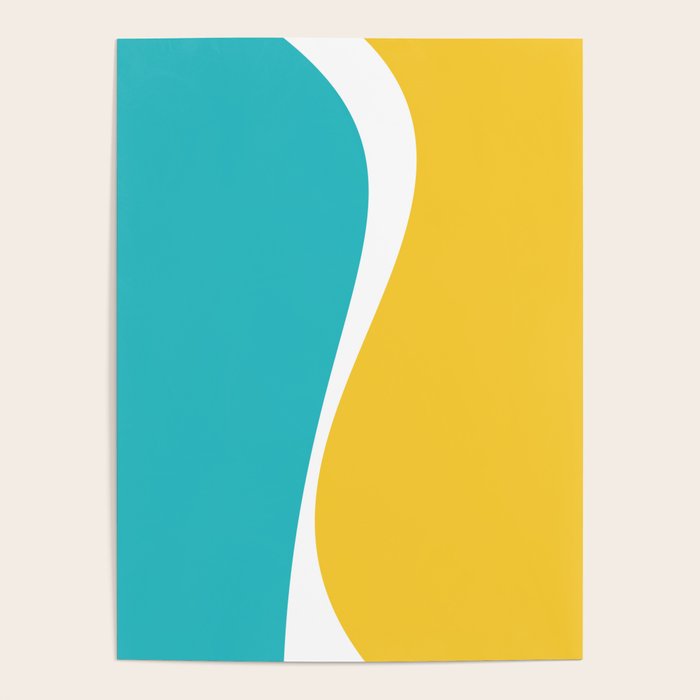 Simple Waves 2 - Turquoise and Yellow Poster Gallery Image 1