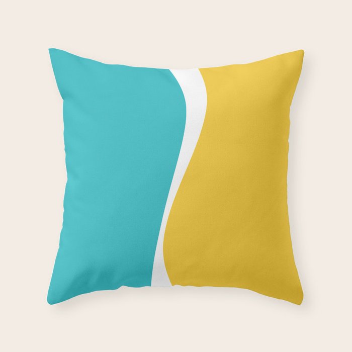 Simple Waves 2 - Turquoise and Yellow Throw Pillow Gallery Image 1