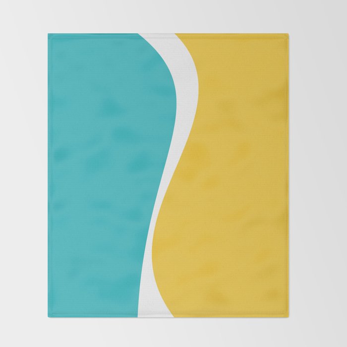 Simple Waves 2 - Turquoise and Yellow Throw Blanket Gallery Image 2