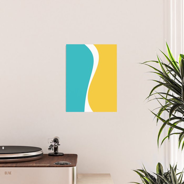 Simple Waves 2 - Turquoise and Yellow Poster Gallery Image 2