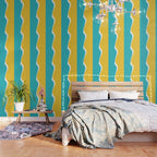Simple Waves 2 - Turquoise and Yellow Wallpaper Gallery Image 3