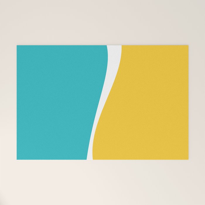 Simple Waves 2 - Turquoise and Yellow Welcome Mat Gallery Image 1
