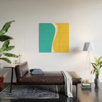 Simple Waves 2 - Turquoise and Yellow Wood Wall Art Gallery Image 2