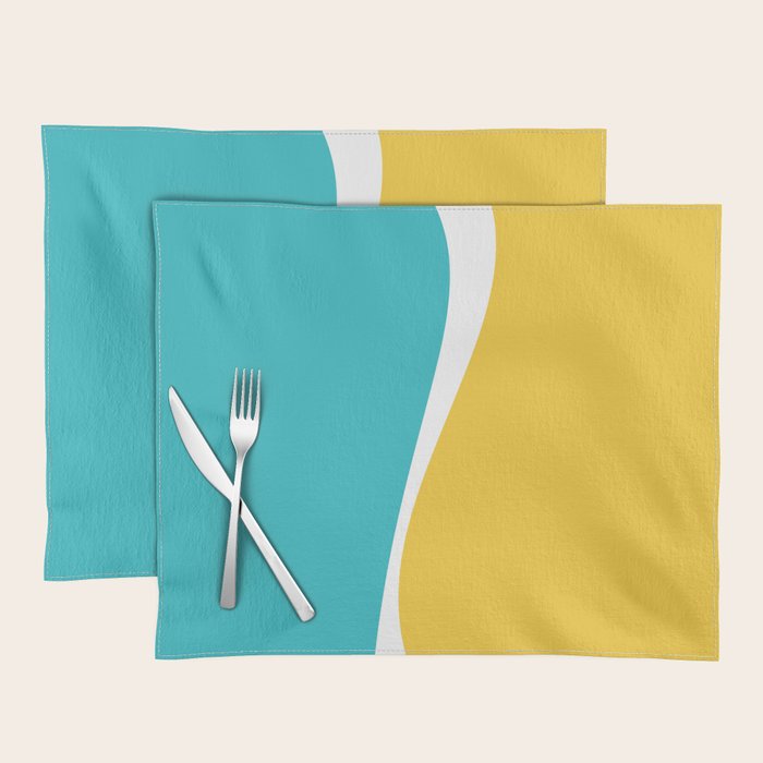 Simple Waves 2 - Turquoise and Yellow Placemat Gallery Image 1