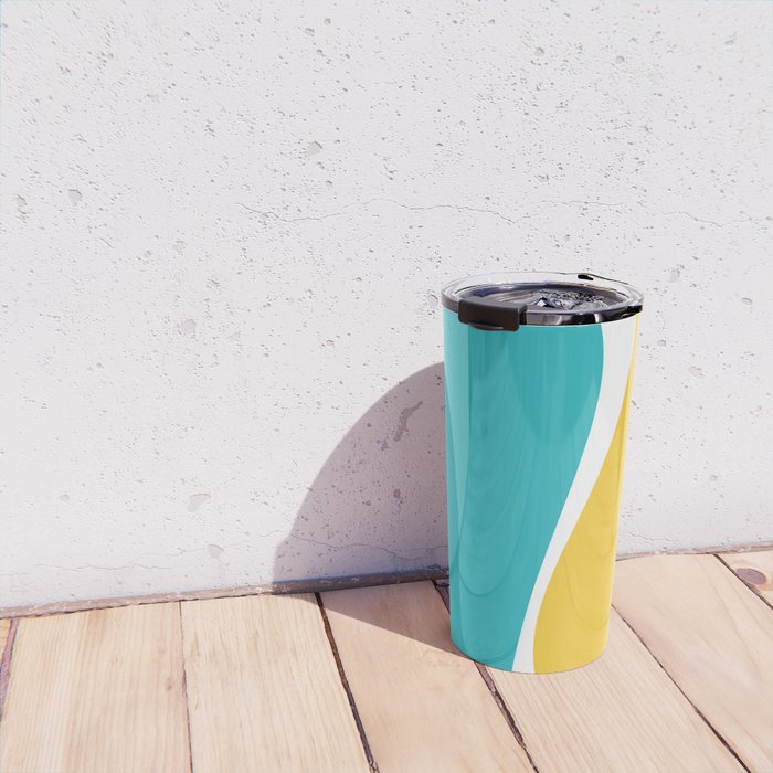Simple Waves 2 - Turquoise and Yellow Travel Mug Gallery Image 4