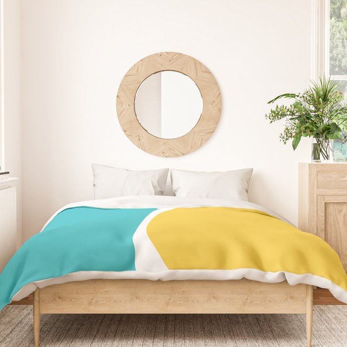 Simple Waves 2 - Turquoise and Yellow Duvet Cover Gallery Image 3