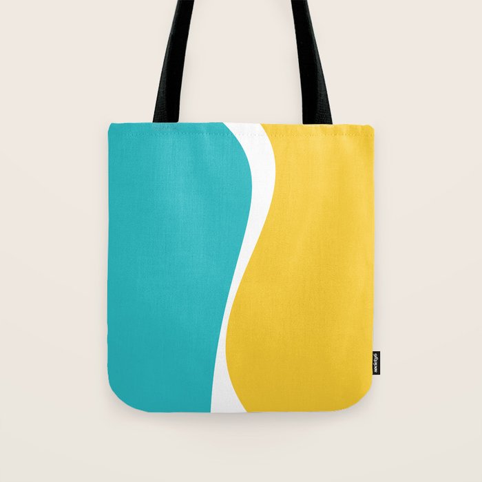 Simple Waves 2 - Turquoise and Yellow Tote Bag Gallery Image 1