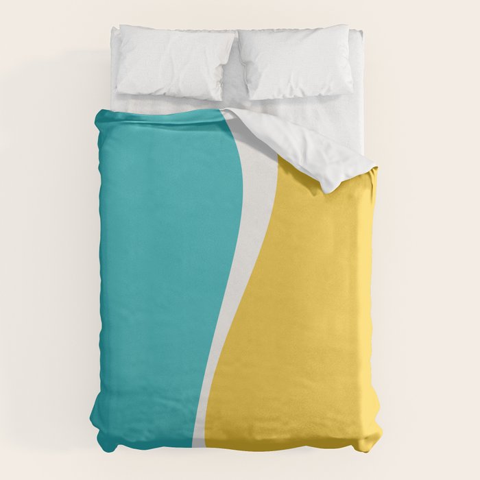 Simple Waves 2 - Turquoise and Yellow Duvet Cover Gallery Image 1