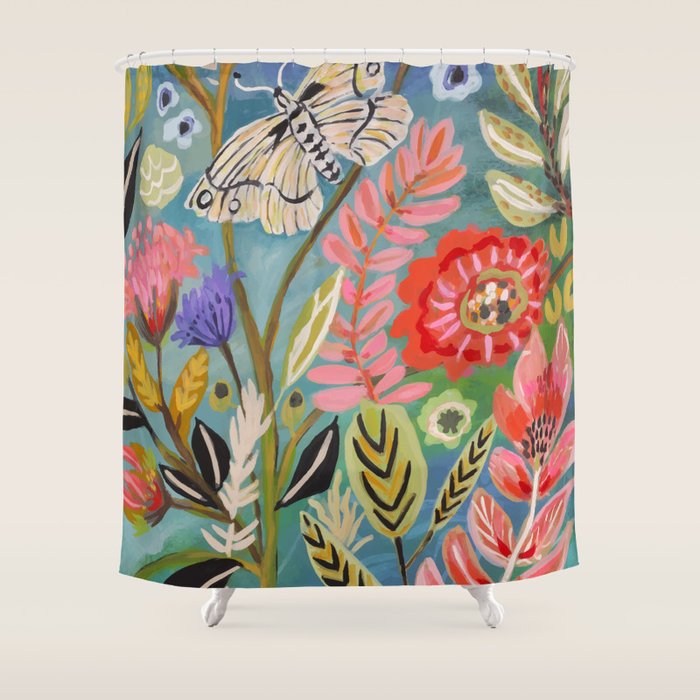 Butterfly Floral Shower Curtain Gallery Image 1
