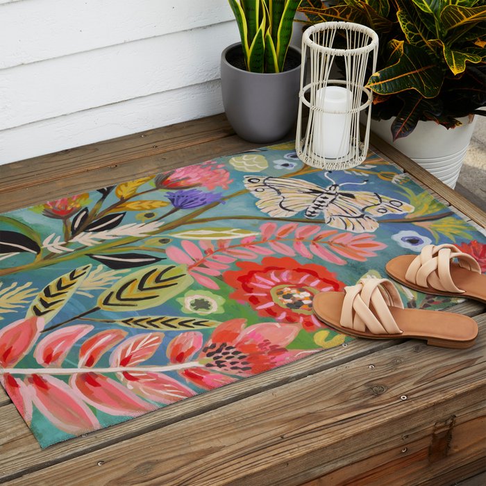 Butterfly Floral Outdoor Rug Gallery Image 2