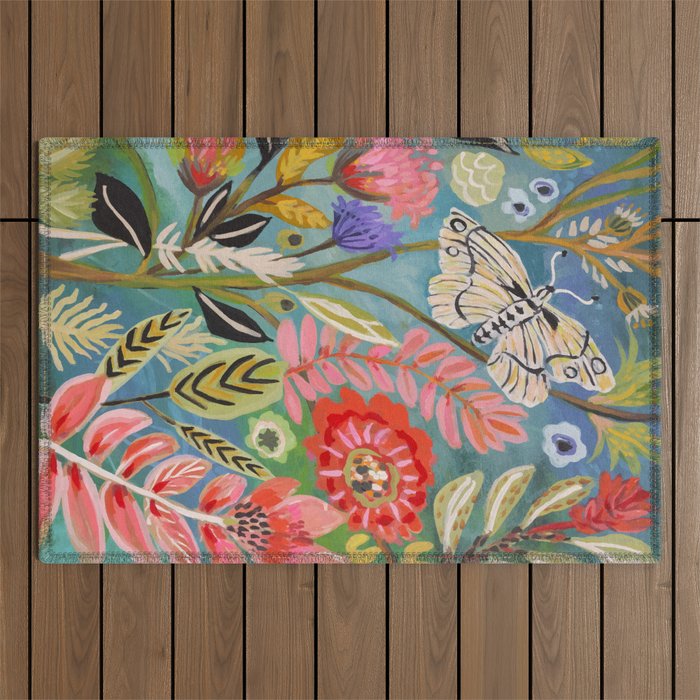 Butterfly Floral Outdoor Rug