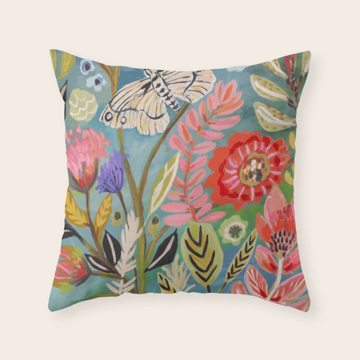Butterfly Floral Throw Pillow Gallery Image 1