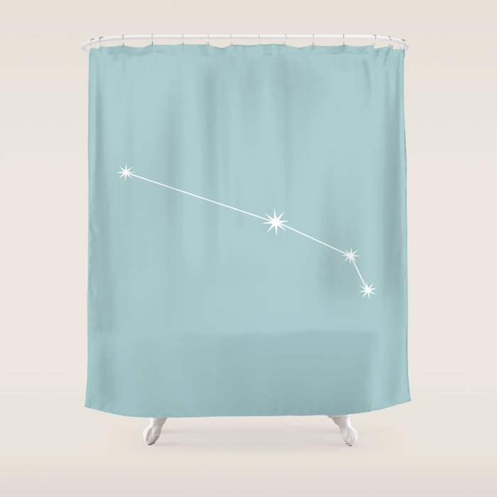 Aries Zodiac Star Constellation Line Art Pastel Teal Shower Curtain Gallery Image 1