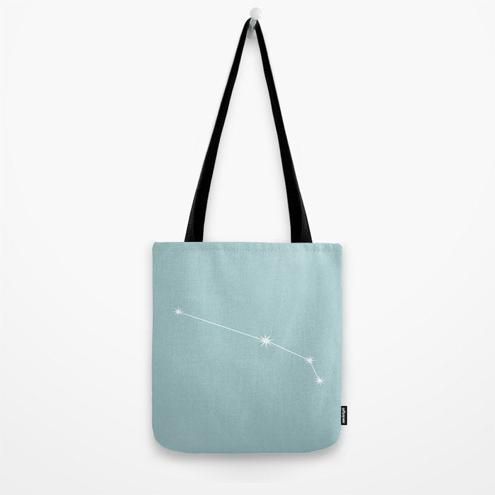 Aries Zodiac Star Constellation Line Art Pastel Teal Tote Bag Gallery Image 2
