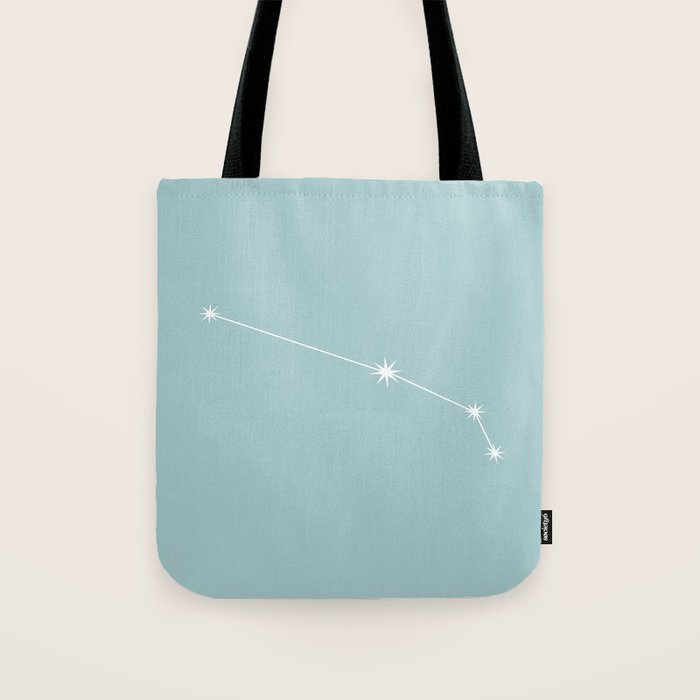 Aries Zodiac Star Constellation Line Art Pastel Teal Tote Bag Gallery Image 1