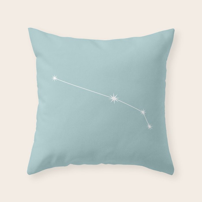 Aries Zodiac Star Constellation Line Art Pastel Teal Throw Pillow Gallery Image 1