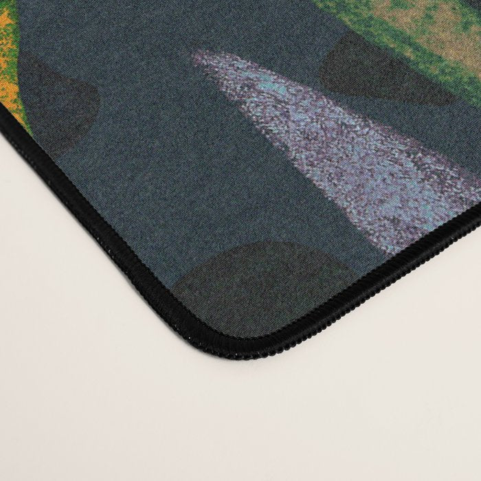 Midnight Floral Pattern 2 - Blue and Yellow Desk Mat Gallery Image 4