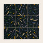Midnight Floral Pattern 2 - Blue and Yellow Wood Wall Art Gallery Image 1
